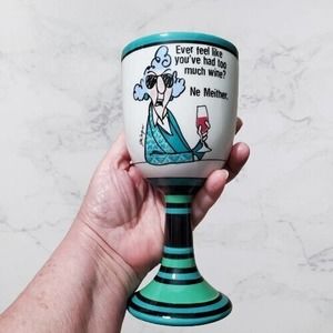 Maxine Hallmark Ceramic Wine Glass Gag Gift Signed J Wagner